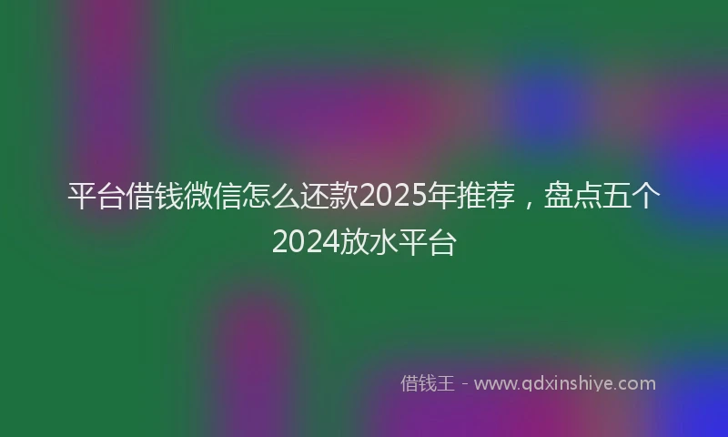 平台借钱微信怎么还款2025年推荐，盘点五个2024放水平台