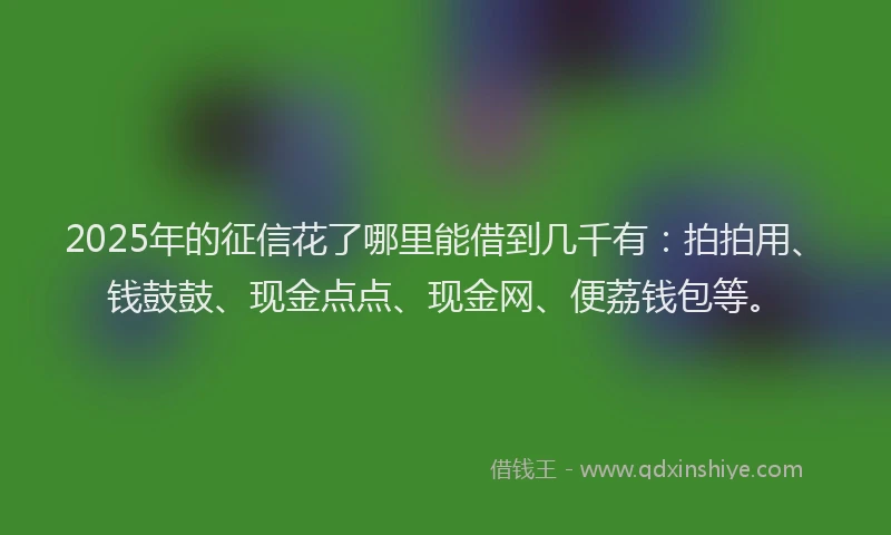 2025年的征信花了哪里能借到几千有：拍拍用、钱鼓鼓、现金点点、现金网、便荔钱包等。