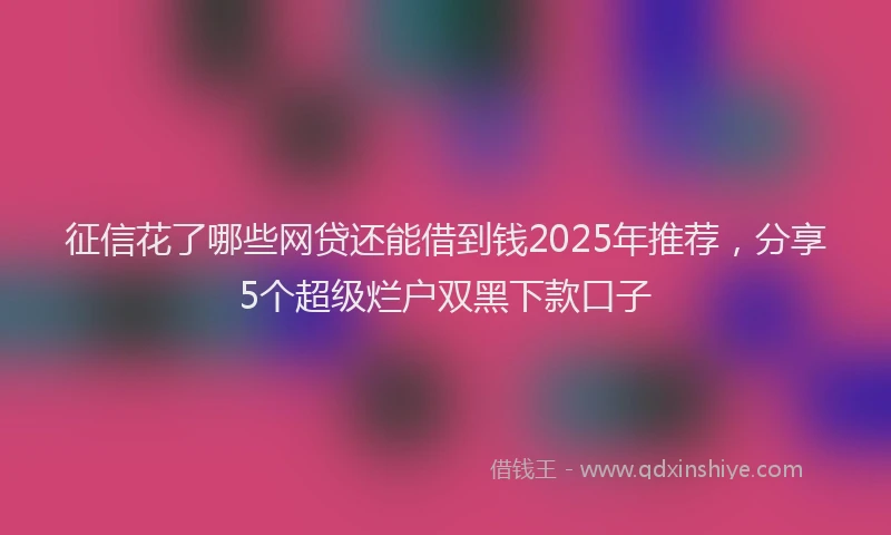 征信花了哪些网贷还能借到钱2025年推荐，分享5个超级烂户双黑下款口子