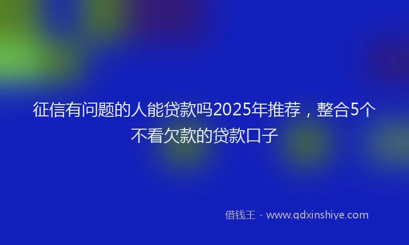 征信有问题的人能贷款吗2025年推荐，整合5个不看欠款的贷款口子