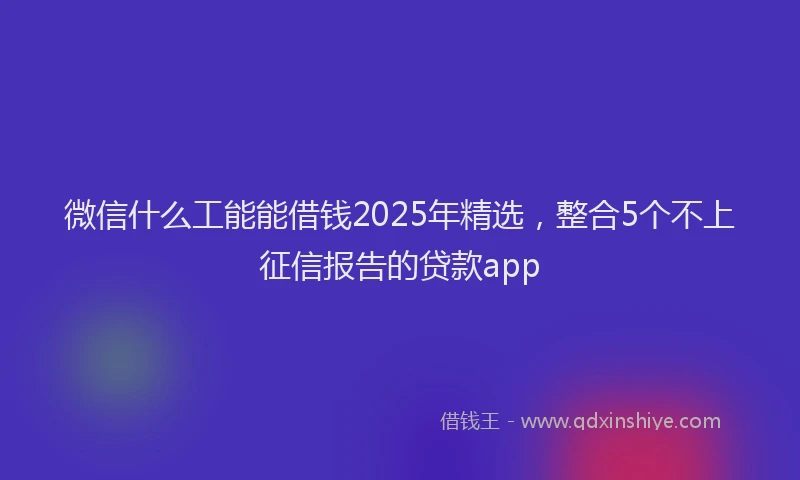 微信什么工能能借钱2025年精选，整合5个不上征信报告的贷款app