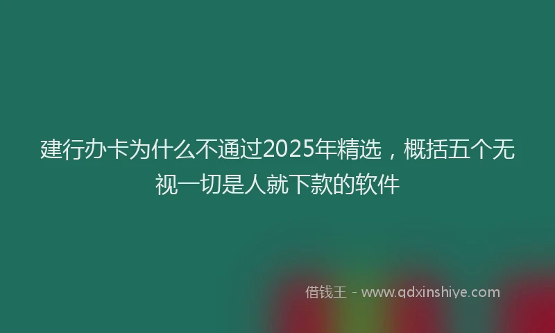 建行办卡为什么不通过2025年精选，概括五个无视一切是人就下款的软件