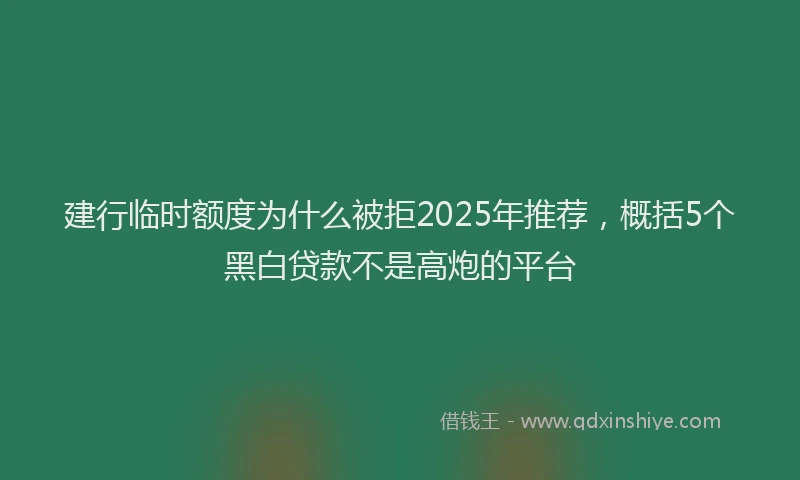 建行临时额度为什么被拒2025年推荐，概括5个黑白贷款不是高炮的平台