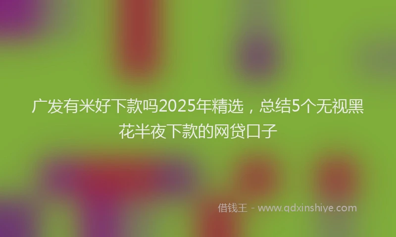 广发有米好下款吗2025年精选，总结5个无视黑花半夜下款的网贷口子