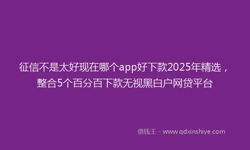征信不是太好现在哪个app好下款2025年精选，整合5个百分百下款无视黑白户网贷平台