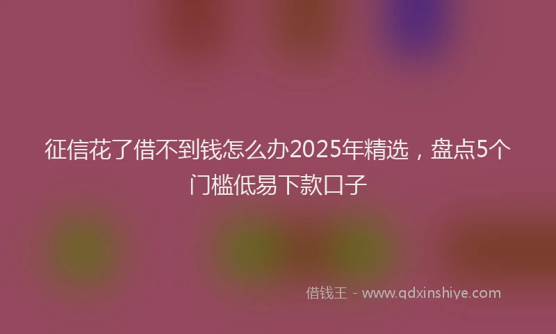 征信花了借不到钱怎么办2025年精选，盘点5个门槛低易下款口子