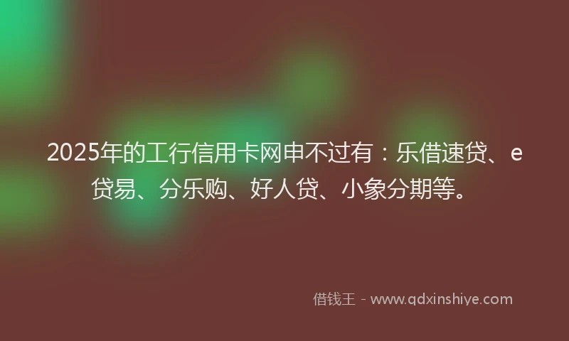 2025年的工行信用卡网申不过有：乐借速贷、e贷易、分乐购、好人贷、小象分期等。