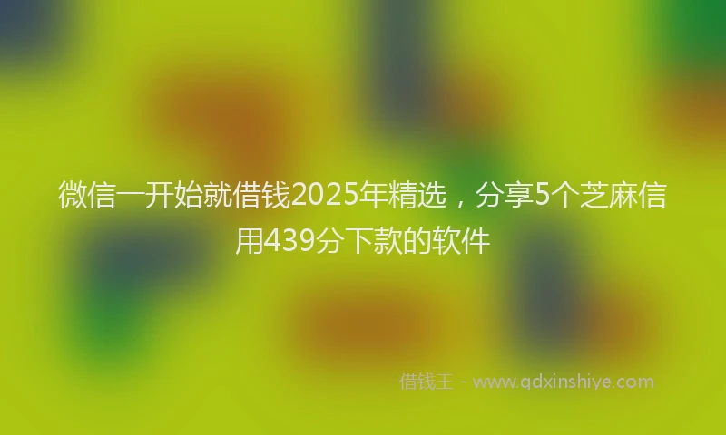 微信一开始就借钱2025年精选，分享5个芝麻信用439分下款的软件