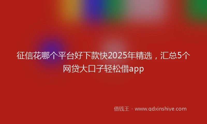 征信花哪个平台好下款快2025年精选，汇总5个网贷大口子轻松借app
