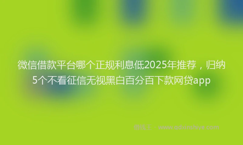 微信借款平台哪个正规利息低2025年推荐，归纳5个不看征信无视黑白百分百下款网贷app
