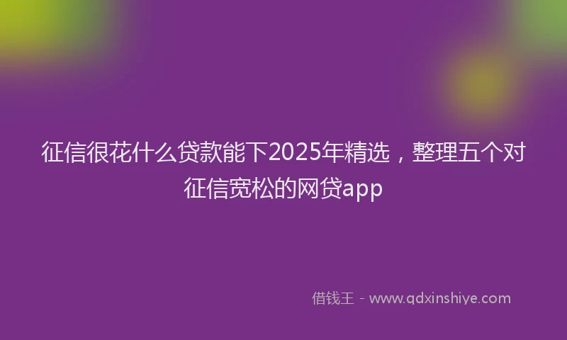 征信很花什么贷款能下2025年精选，整理五个对征信宽松的网贷app
