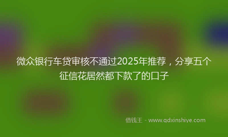 微众银行车贷审核不通过2025年推荐，分享五个征信花居然都下款了的口子