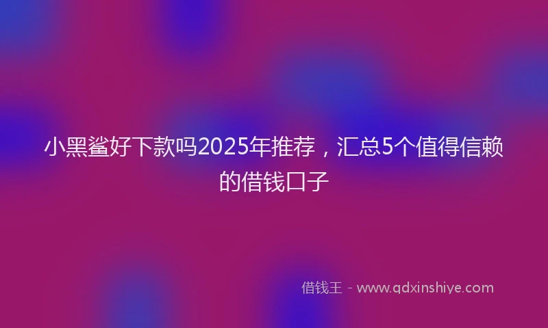 小黑鲨好下款吗2025年推荐，汇总5个值得信赖的借钱口子