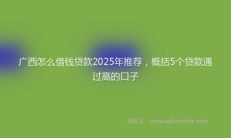 广西怎么借钱贷款2025年推荐，概括5个贷款通过高的口子