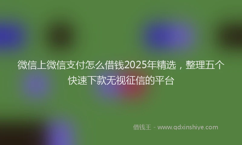 微信上微信支付怎么借钱2025年精选，整理五个快速下款无视征信的平台