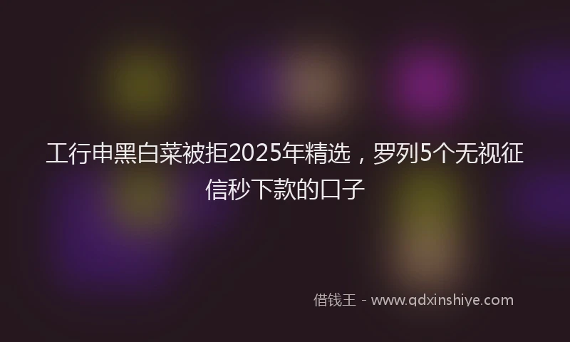 工行申黑白菜被拒2025年精选，罗列5个无视征信秒下款的口子