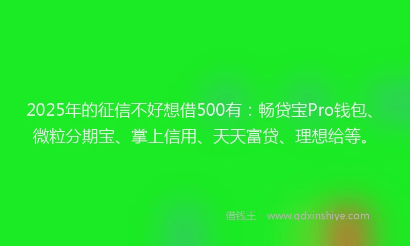 2025年的征信不好想借500有：畅贷宝Pro钱包、微粒分期宝、掌上信用、天天富贷、理想给等。
