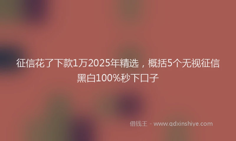 征信花了下款1万2025年精选，概括5个无视征信黑白100%秒下口子