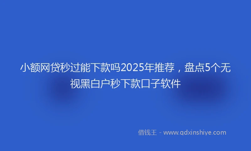 小额网贷秒过能下款吗2025年推荐，盘点5个无视黑白户秒下款口子软件