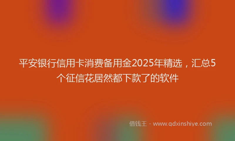 平安银行信用卡消费备用金2025年精选，汇总5个征信花居然都下款了的软件