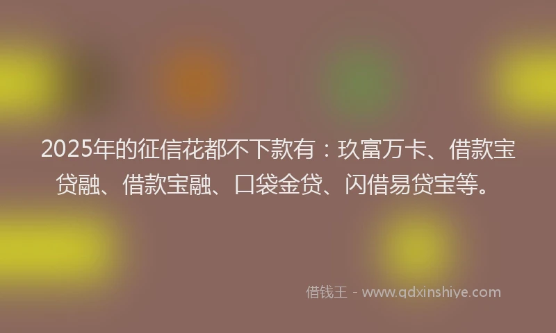 2025年的征信花都不下款有：玖富万卡、借款宝贷融、借款宝融、口袋金贷、闪借易贷宝等。