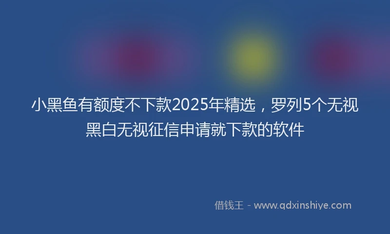 小黑鱼有额度不下款2025年精选，罗列5个无视黑白无视征信申请就下款的软件