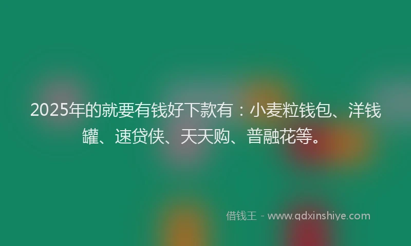 2025年的就要有钱好下款有：小麦粒钱包、洋钱罐、速贷侠、天天购、普融花等。