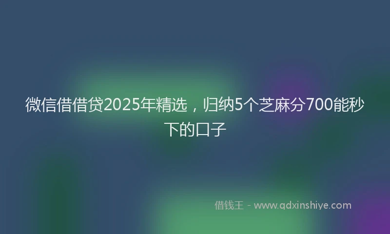 微信借借贷2025年精选，归纳5个芝麻分700能秒下的口子