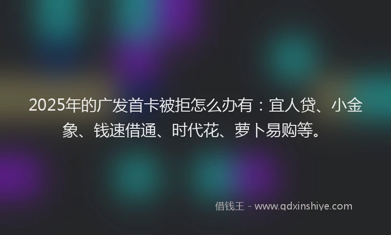 2025年的广发首卡被拒怎么办有：宜人贷、小金象、钱速借通、时代花、萝卜易购等。