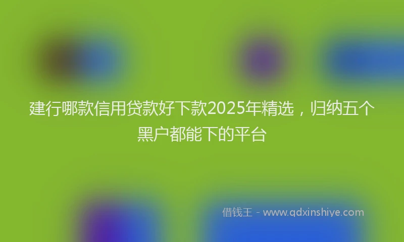 建行哪款信用贷款好下款2025年精选，归纳五个黑户都能下的平台