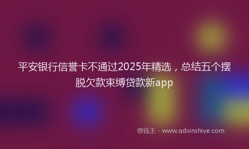 平安银行信誉卡不通过2025年精选，总结五个摆脱欠款束缚贷款新app