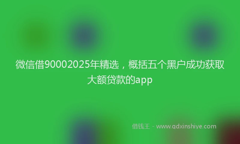 微信借90002025年精选，概括五个黑户成功获取大额贷款的app