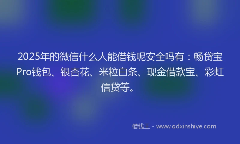 2025年的微信什么人能借钱呢安全吗有：畅贷宝Pro钱包、银杏花、米粒白条、现金借款宝、彩虹信贷等。