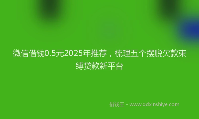微信借钱0.5元2025年推荐，梳理五个摆脱欠款束缚贷款新平台