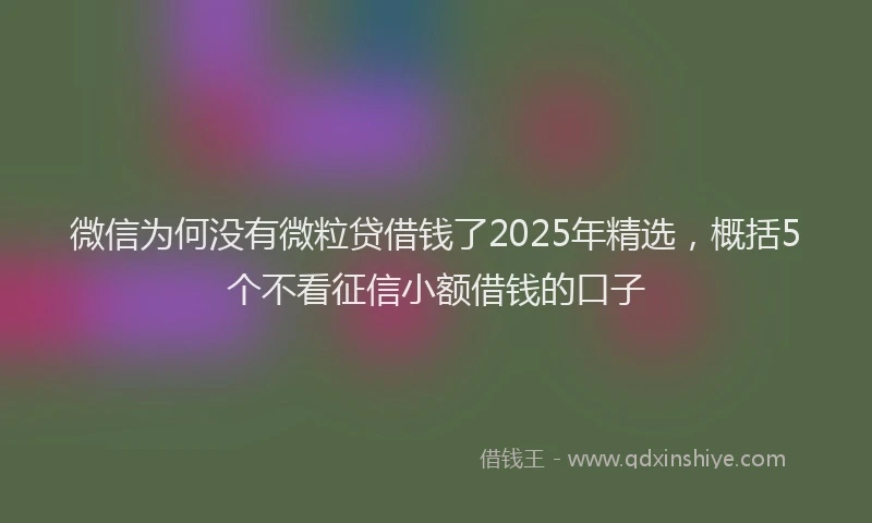 微信为何没有微粒贷借钱了2025年精选，概括5个不看征信小额借钱的口子