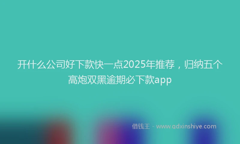 开什么公司好下款快一点2025年推荐，归纳五个高炮双黑逾期必下款app