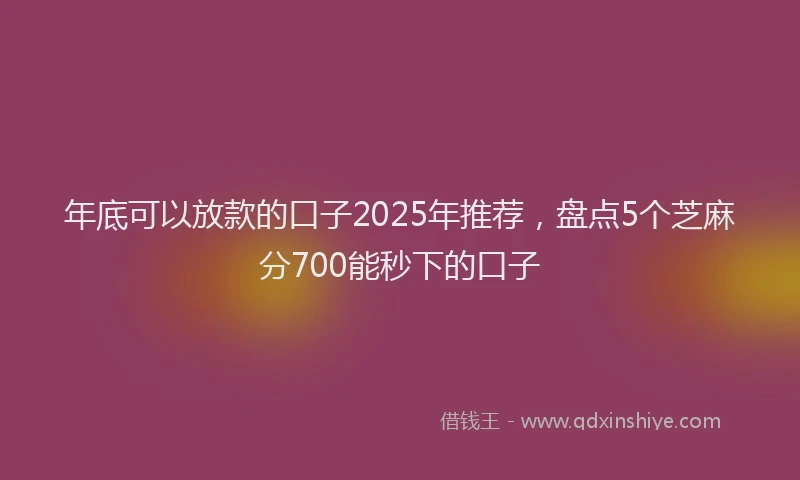 年底可以放款的口子2025年推荐，盘点5个芝麻分700能秒下的口子