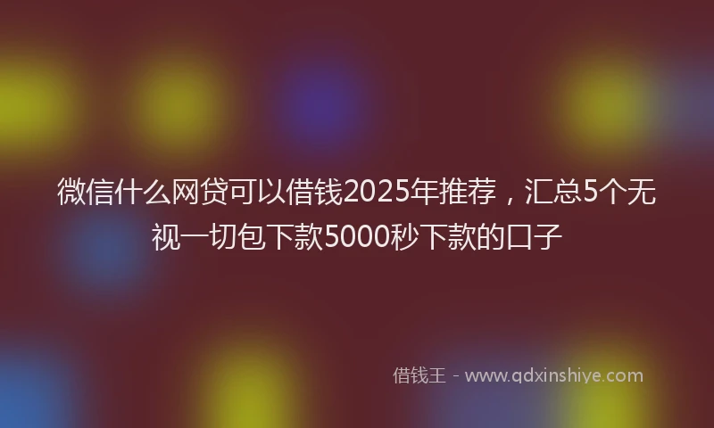 微信什么网贷可以借钱2025年推荐，汇总5个无视一切包下款5000秒下款的口子