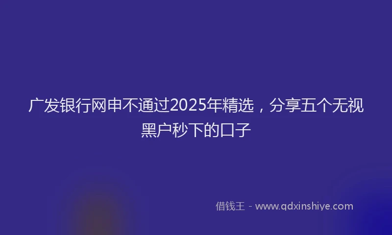 广发银行网申不通过2025年精选，分享五个无视黑户秒下的口子