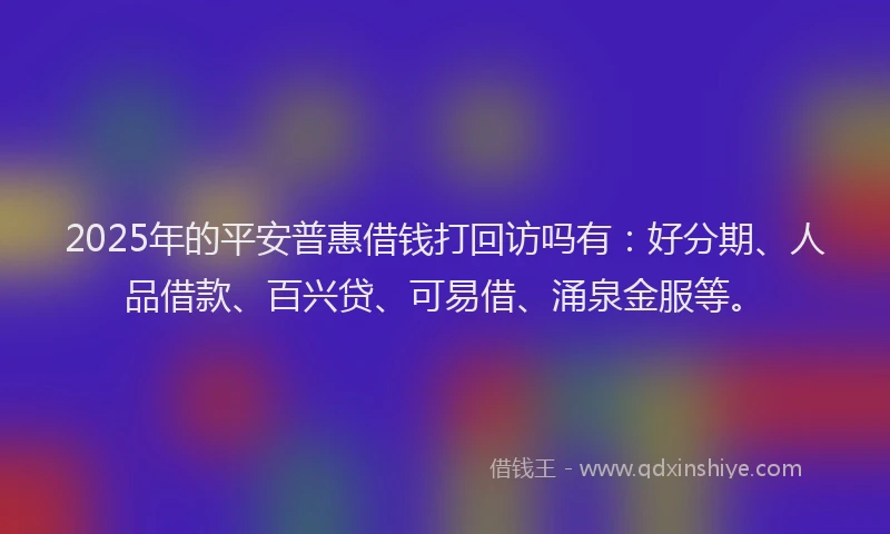 2025年的平安普惠借钱打回访吗有：好分期、人品借款、百兴贷、可易借、涌泉金服等。