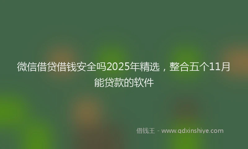 微信借贷借钱安全吗2025年精选，整合五个11月能贷款的软件