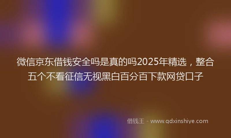 微信京东借钱安全吗是真的吗2025年精选，整合五个不看征信无视黑白百分百下款网贷口子