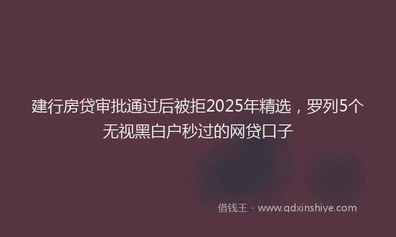 建行房贷审批通过后被拒2025年精选，罗列5个无视黑白户秒过的网贷口子