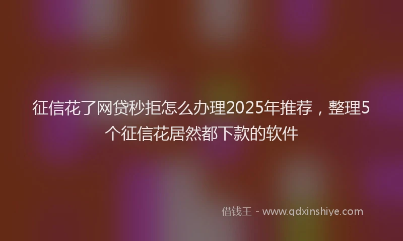 征信花了网贷秒拒怎么办理2025年推荐，整理5个征信花居然都下款的软件