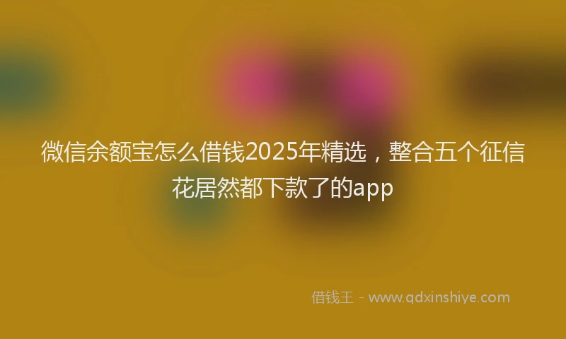 微信余额宝怎么借钱2025年精选，整合五个征信花居然都下款了的app