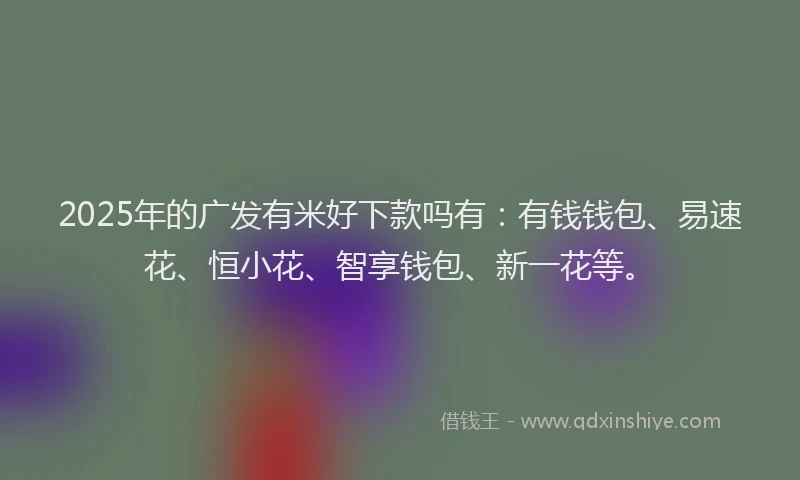 2025年的广发有米好下款吗有：有钱钱包、易速花、恒小花、智享钱包、新一花等。