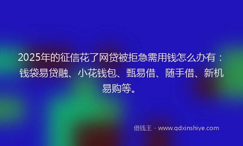 2025年的征信花了网贷被拒急需用钱怎么办有：钱袋易贷融、小花钱包、甄易借、随手借、新机易购等。