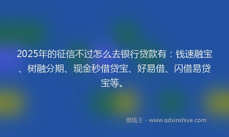 2025年的征信不过怎么去银行贷款有：钱速融宝、树融分期、现金秒借贷宝、好易借、闪借易贷宝等。