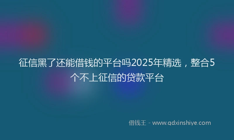 征信黑了还能借钱的平台吗2025年精选，整合5个不上征信的贷款平台