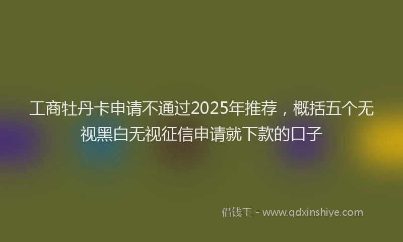工商牡丹卡申请不通过2025年推荐，概括五个无视黑白无视征信申请就下款的口子